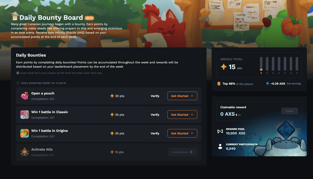 Earn $Axs Through Axie Infinity Daily Bounty Board