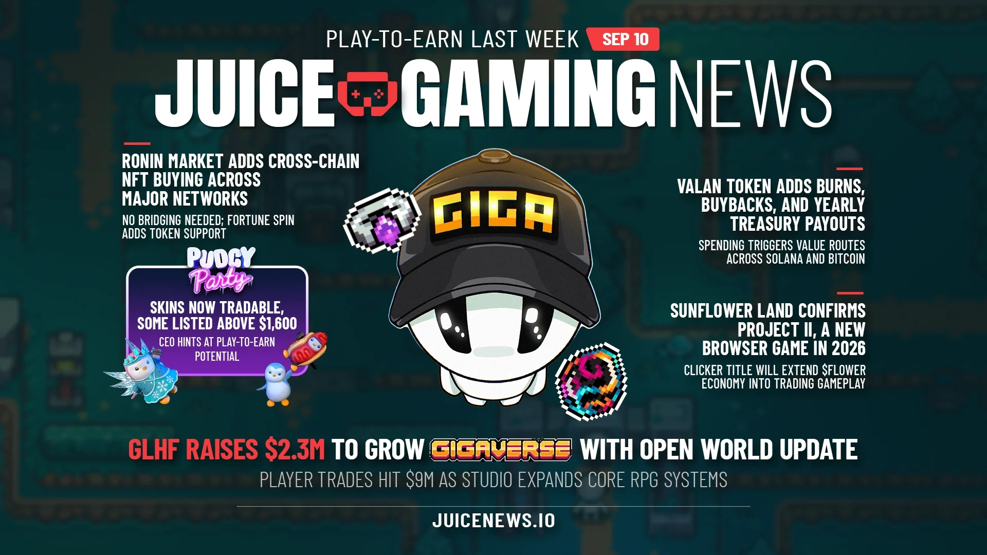 Play-to-Earn Weekly Recap: Gigaverse Funding, Pudgy Skins Go Live, and Valannia’s Token Reveal